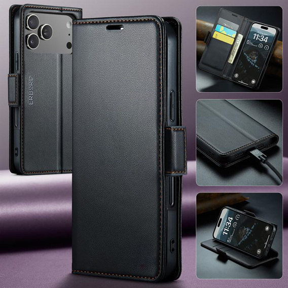 Glossy Litchi wallet case for iPhone 17 Pro Max