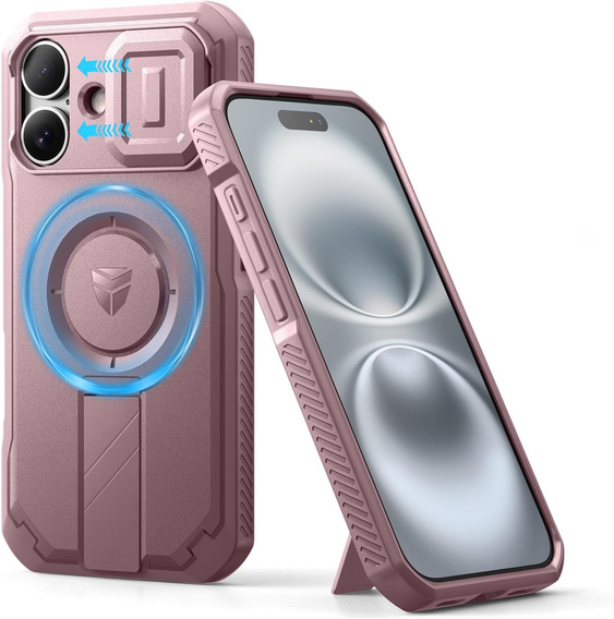 Armored case for iPhone 16, Dexnor CamProtect MagSafe, pink