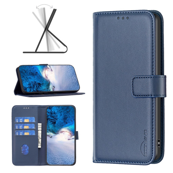 Flip case for Samsung Galaxy A25 5G, BINFEN Wallet, blue + 9H glass