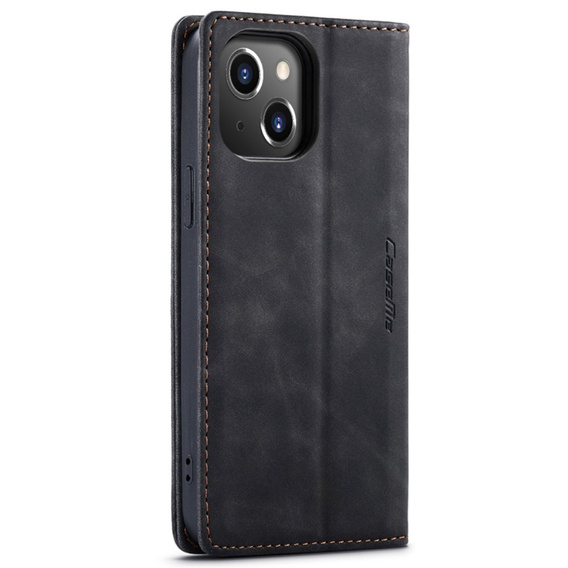 CASEME case for iPhone 14, Leather Wallet Case, black