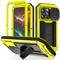 Case for iPhone 15 Pro, R-JUST CamShield Slide, armoured, yellow / black
