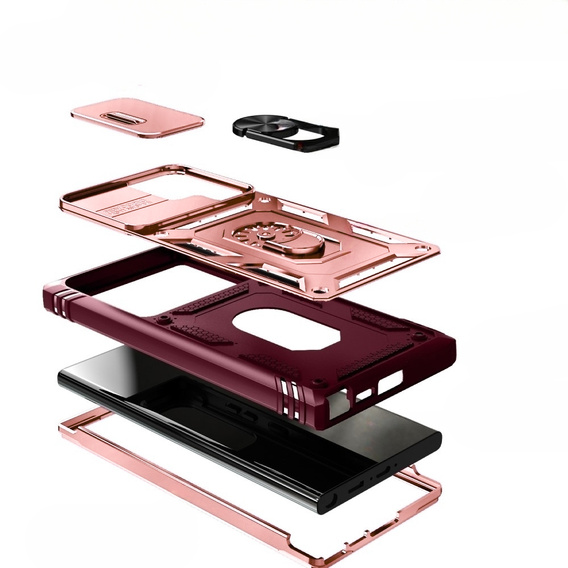 Case for Samsung Galaxy S23 Ultra, CamShield Slide, pink / red