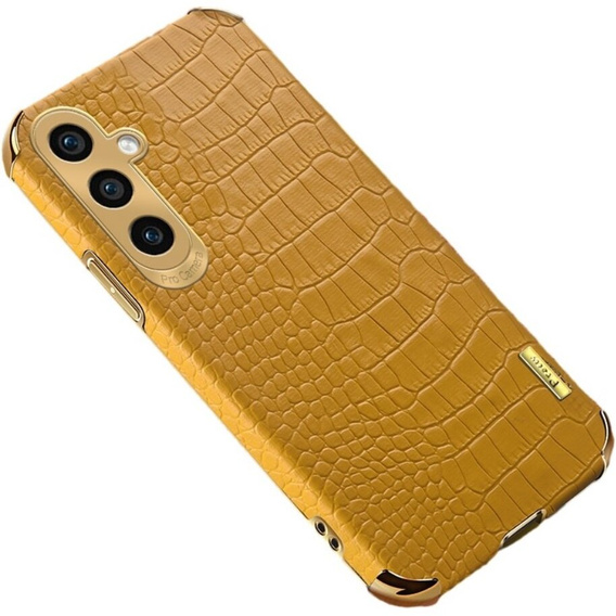 Leather case for Samsung Galaxy A35 5G, Crocodile, yellow