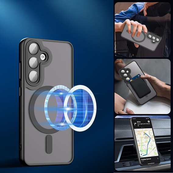 Case for Samsung Galaxy S22, for MagSafe, ERBORD Matt Case, black + Screen Glass