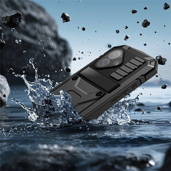 R-JUST case with stand and built-in glass for iPhone 17