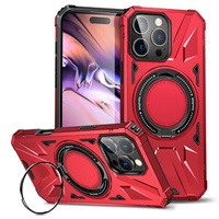 Case for iPhone 16 Pro, armored with stand and handle plate, red