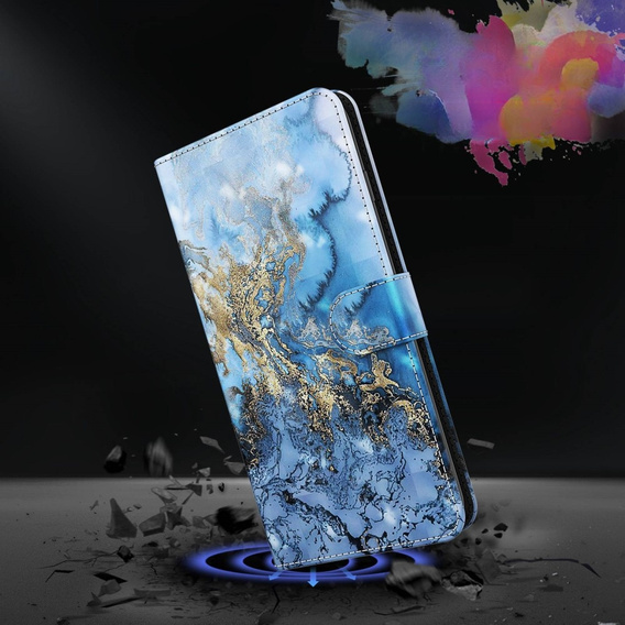 Flip case for Samsung Galaxy A14 4G/5G, Wallet Marble, blue