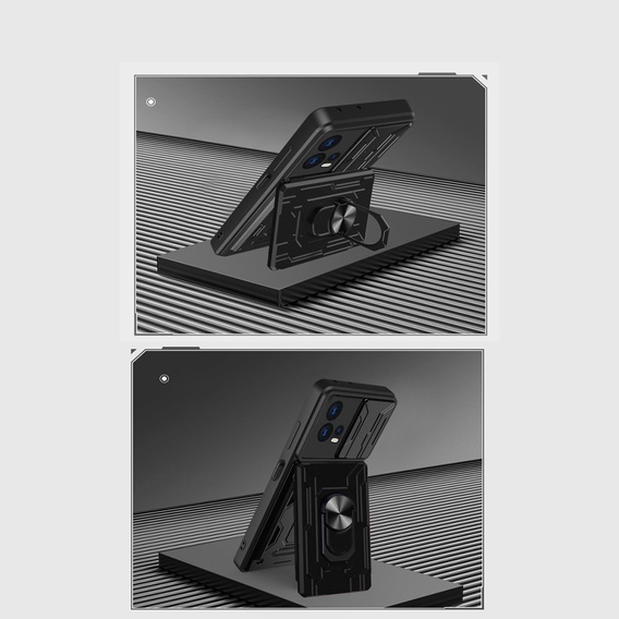 Armored case for Motorola Edge 30 Fusion 5G, Camera Slide Card Slot, black