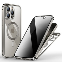 Case for iPhone 15 Pro Max, Privacy Dual Glass, for MagSafe, silver