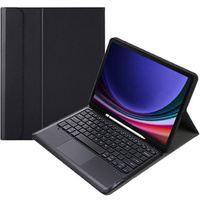 Case + keyboard Samsung Galaxy Tab S9+, Leather Pen Slot TouchPad, black