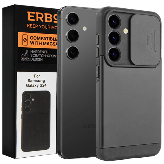 Case for Samsung Galaxy S24, ERBORD CamProtect Slide Camera, black