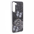 Case for Samsung Galaxy S24, Glitter Butterfly, black