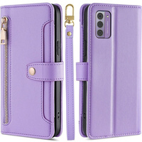 Flip case for Nokia G42, Wallet Zipper Pocket, purple