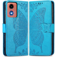 Flip case for Motorola Moto E14, Butterfly, blue