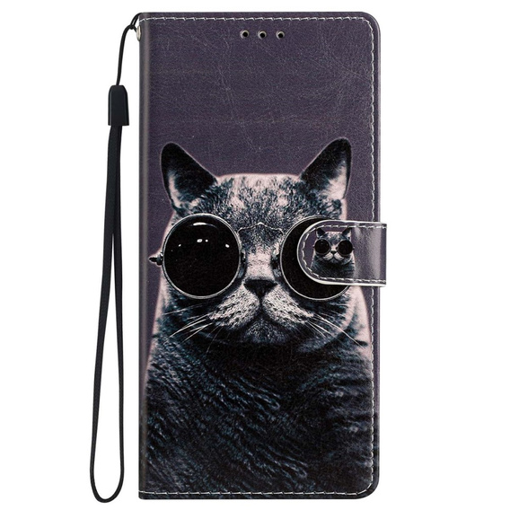 Flip case for Samsung Galaxy A25 5G, Wallet, Cat, black+ 9H glass
