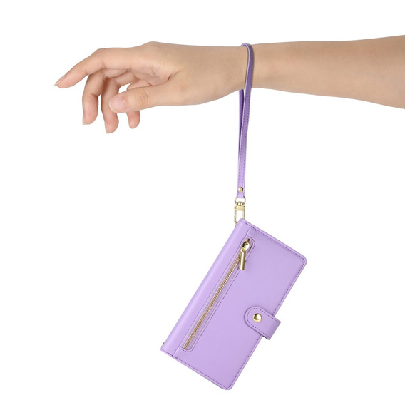 Flip case for Oppo Reno 13F 5G, Wallet Zipper Pocket, purple