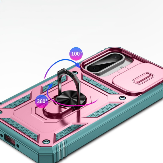 Case for Samsung Galaxy A56 5G, KickStand Camera Lens, pink / green