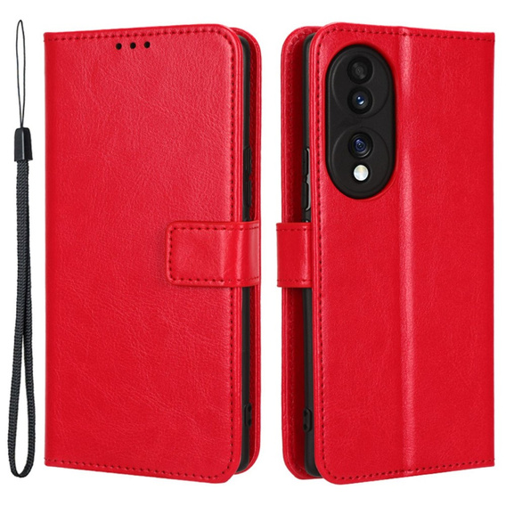 Flip case for Honor 70 5G, Crazy Horse Wallet, red