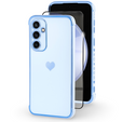 Case for Samsung Galaxy S23 FE, Electro heart, blue + Full Glue Ceramic Glass