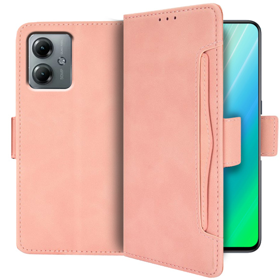 Flip case for Motorola Moto G14, Card Slot, pink