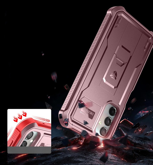 Armored case for Samsung Galaxy A25, Dexnor Full Body (Two Frames), pink