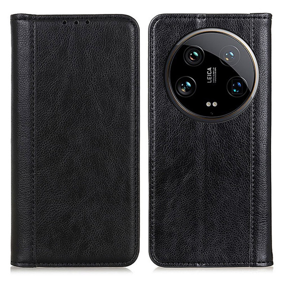 Case for Xiaomi 14 Ultra, Wallet Litchi Leather, black