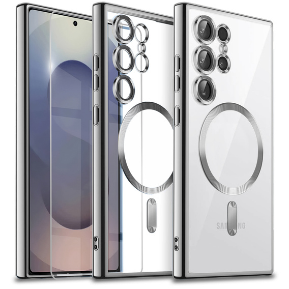 Case for Samsung Galaxy S25 Ultra, Electro MagSafe, silver + Screen Glass