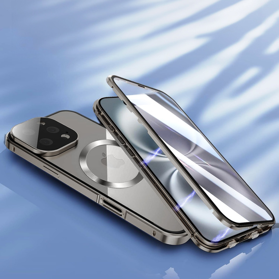 Magnetic Dual Glass MagSafe case for iPhone 16 Pro Max, titanium