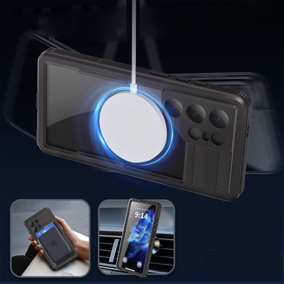Waterproof case for Samsung Galaxy S25 Ultra, Redpepper, for MagSafe, black