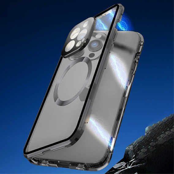 Magnetic Dual Glass MagSafe case for iPhone 15 Pro Max, black