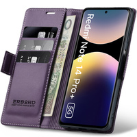 Case for Xiaomi Redmi Note 14 Pro+ 5G / Xiaomi Poco X7 5G / Xiaomi Redmi Note 14 Pro 5G, ERBORD Glossy Litchi, wallet with flap, purple