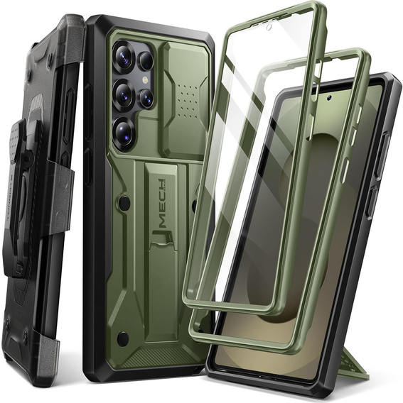 Rugged Case for Samsung Galaxy S25 Ultra – Tongate MECH Series Belt Clip, green