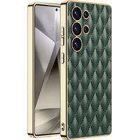 Case for Samsung Galaxy S25 Ultra, Leather Rhombus, green