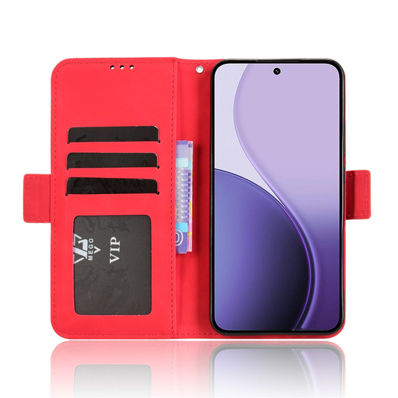 Flap case for Oppo Reno 14, Card Slot, wallet, red