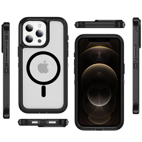 Case with frame for iPhone 12/12 Pro, for MagSafe, transparent / black