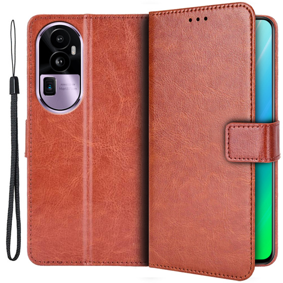 Flip case for Oppo Reno 10 / 10 Pro, Crazy Horse Wallet, brown