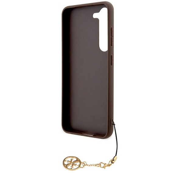GUESS Case for Samsung Galaxy A55, 4G Charms Collection Hardcase, brown