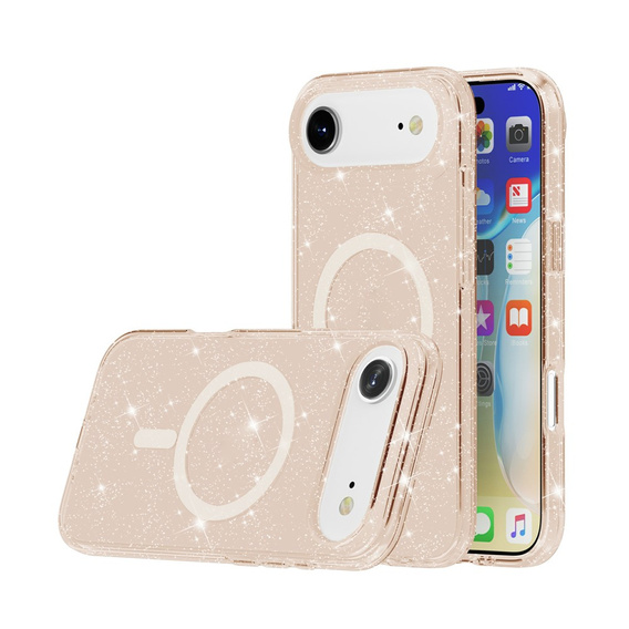 Case for iPhone Air, for MagSafe, glitter, translucent gold