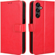 Flip case for Samsung Galaxy M55 5G, Crazy Horse Wallet, red