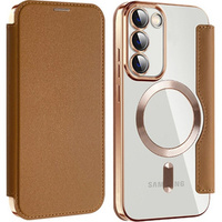 Flip case for Samsung Galaxy S23, Wallet, MagSafe, brown