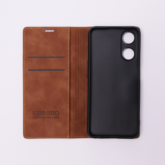 Case for Oppo A78 5G, ERBORD Vintage, wallet with flap, brown
