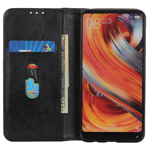 Case for Sony Xperia 5 V, Wallet Litchi Leather, black