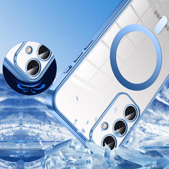 Case for Samsung Galaxy S25+ Plus, Electro MagSafe, blue + Lanyard