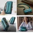 Case CASEME for Samsung Galaxy A55 5G, RFID Leather Wallet, with shoulder strap, green