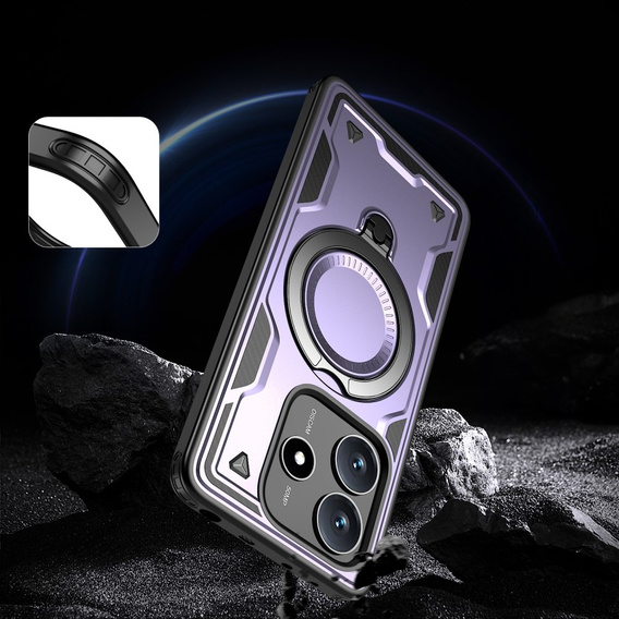 Case for Xiaomi Redmi Note 14 5G, Military MagSafe, purple + 9H glass