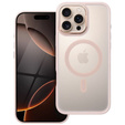 Case for iPhone 16 Pro Max, for MagSafe, ERBORD Matt Case, transparent / pink + Screen Glass
