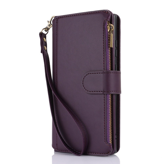 Flip case for Samsung Galaxy S24 Ultra, Wallet Zipper Pocket RFID, with shoulder strap, black