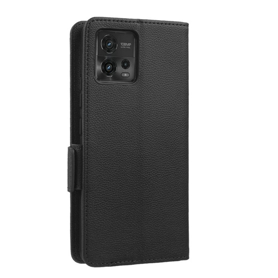 Flip case for Motorola Moto G72, Wallet Litchi Magnet, black