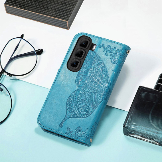 Flip case for Infinix Hot 50 4G, Butterfly, blue