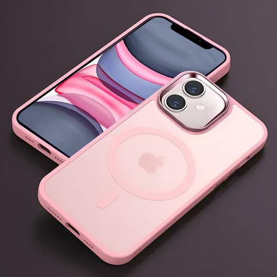 Case for iPhone 11, for MagSafe, ERBORD Matt Case, pink + Screen Glass